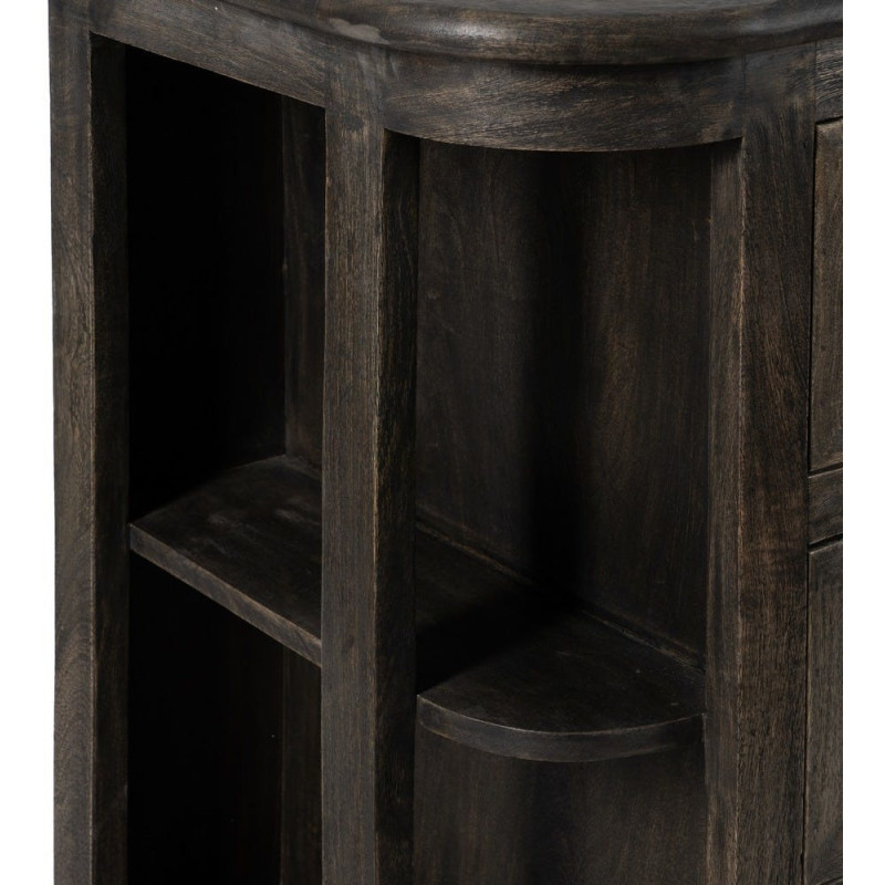 Grand Buffet de cuisine Bas 6 tiroirs 4 étagères en Bois de manguier Gris Marbre Beige Gata - 9