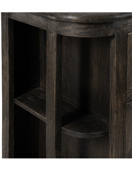 Grand Buffet de cuisine Bas 6 tiroirs 4 étagères en Bois de manguier Gris Marbre Beige Gata - 9