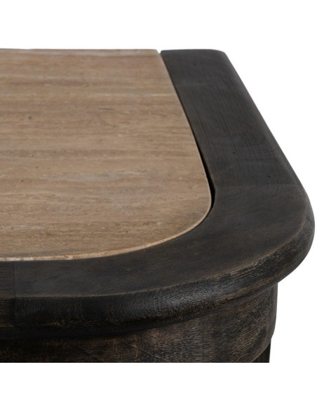 Grand Buffet de cuisine Bas 6 tiroirs 4 étagères en Bois de manguier Gris Marbre Beige Gata - 10