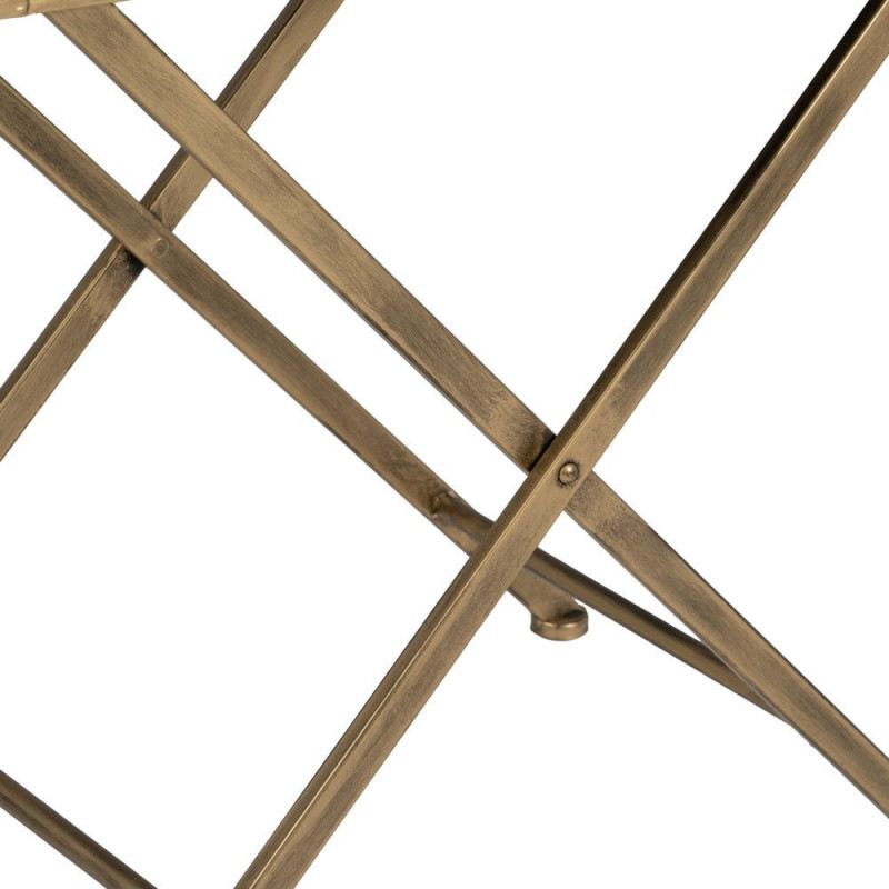 Table d'appoint Vitrine moderne chic Rectangulaire 1 tiroir en Métal Doré Verre Transparent Rian - 8