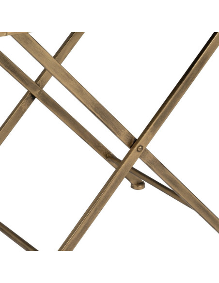 Table d'appoint Vitrine moderne chic Rectangulaire 1 tiroir en Métal Doré Verre Transparent Rian - 8