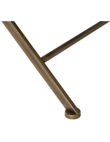 Table d'appoint Vitrine moderne chic Rectangulaire 1 tiroir en Métal Doré Verre Transparent Rian - 9