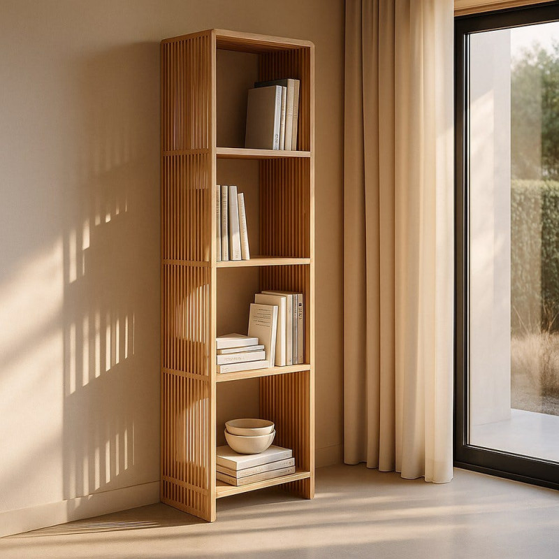 Étagère moderne scandinave 4 niveaux Bois de teck recyclé Naturel Bellamonte - 1