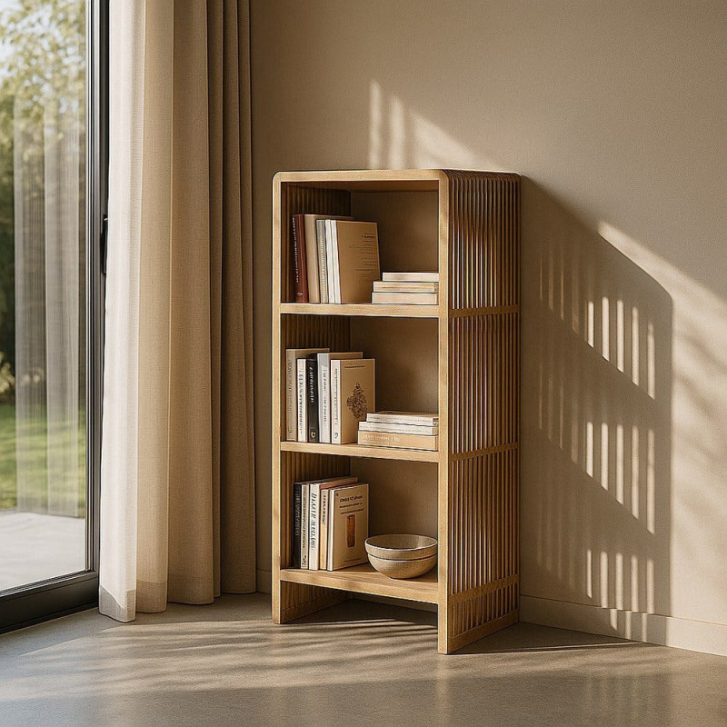 Étagère moderne scandinave 3 niveaux Bois de teck recyclé Naturel Bellamonte - 2