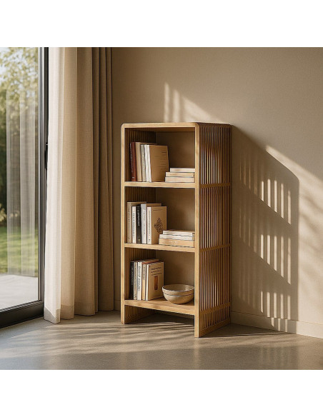 Étagère moderne scandinave 3 niveaux Bois de teck recyclé Naturel Bellamonte - 2