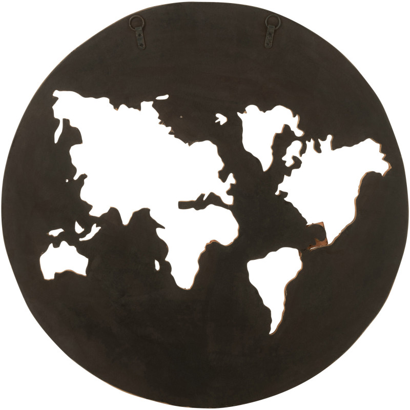 Déco Murale XXL Ronde Mappemonde Elara en Bois recyclé Marron 100 cm - 3