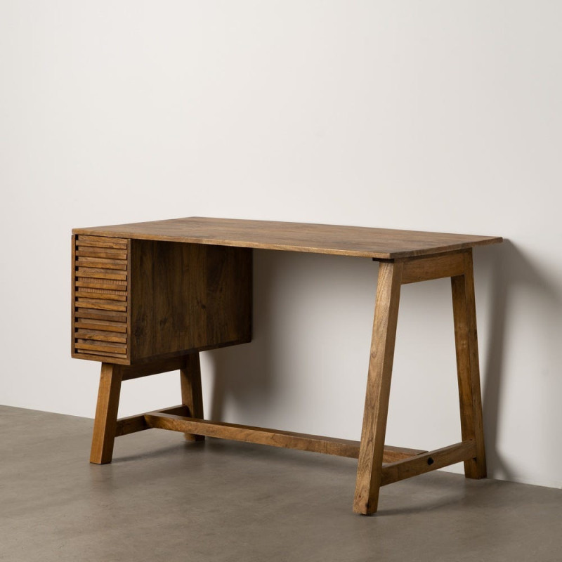 Bureau moderne chic 1 porte en Bois de manguier Naturel Huarte - 8