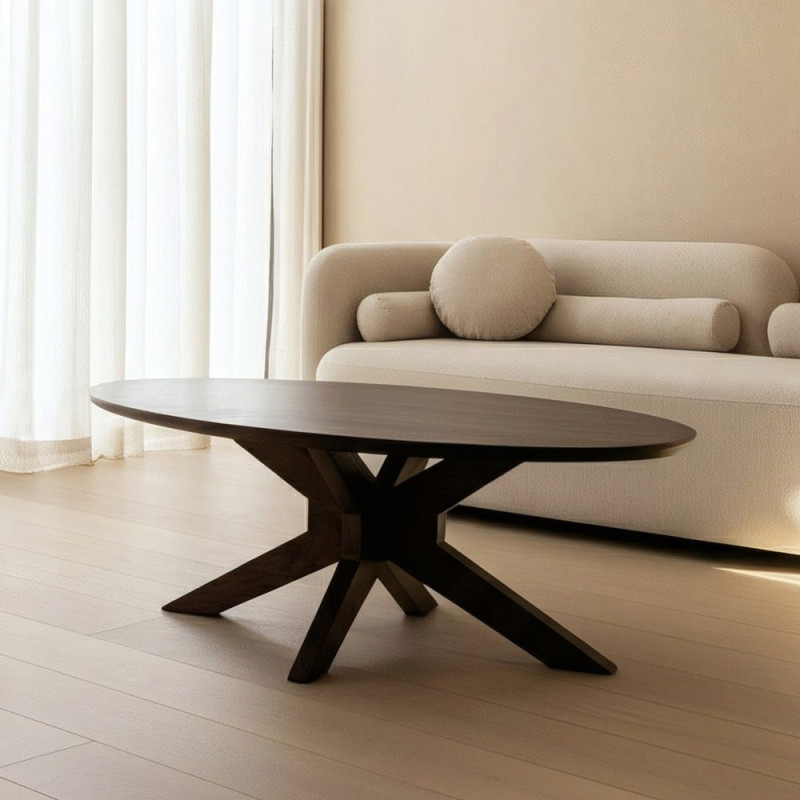 Table basse moderne Ovale en Bois de manguier Marron Zura - 2