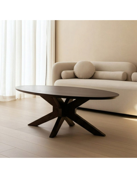 Table basse moderne Ovale en Bois de manguier Marron Zura - 2