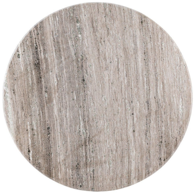 Table à manger moderne chic Ronde 6 personnes en Marbre Blanc Bois de manguier Marron Cieza - 6