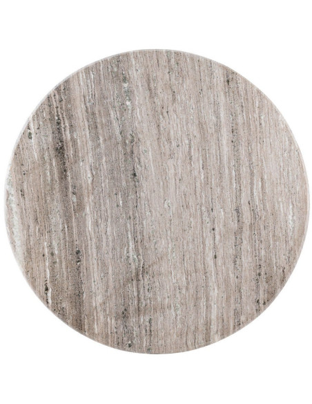 Table à manger moderne chic Ronde 6 personnes en Marbre Blanc Bois de manguier Marron Cieza - 6