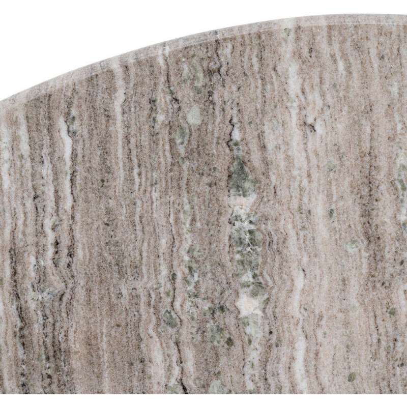 Table à manger moderne chic Ronde 6 personnes en Marbre Blanc Bois de manguier Marron Cieza - 7