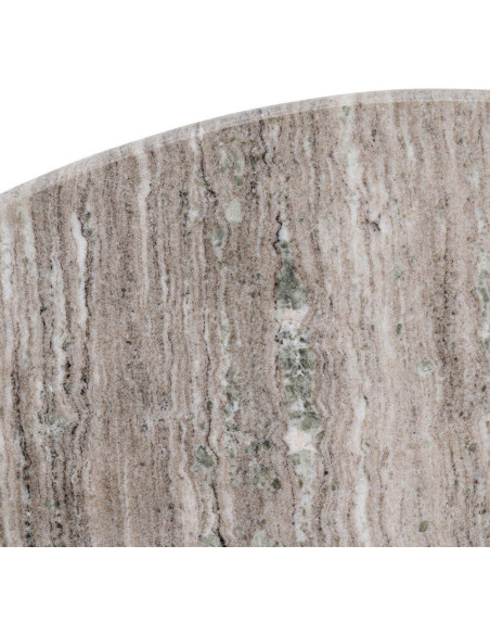 Table à manger moderne chic Ronde 6 personnes en Marbre Blanc Bois de manguier Marron Cieza - 7