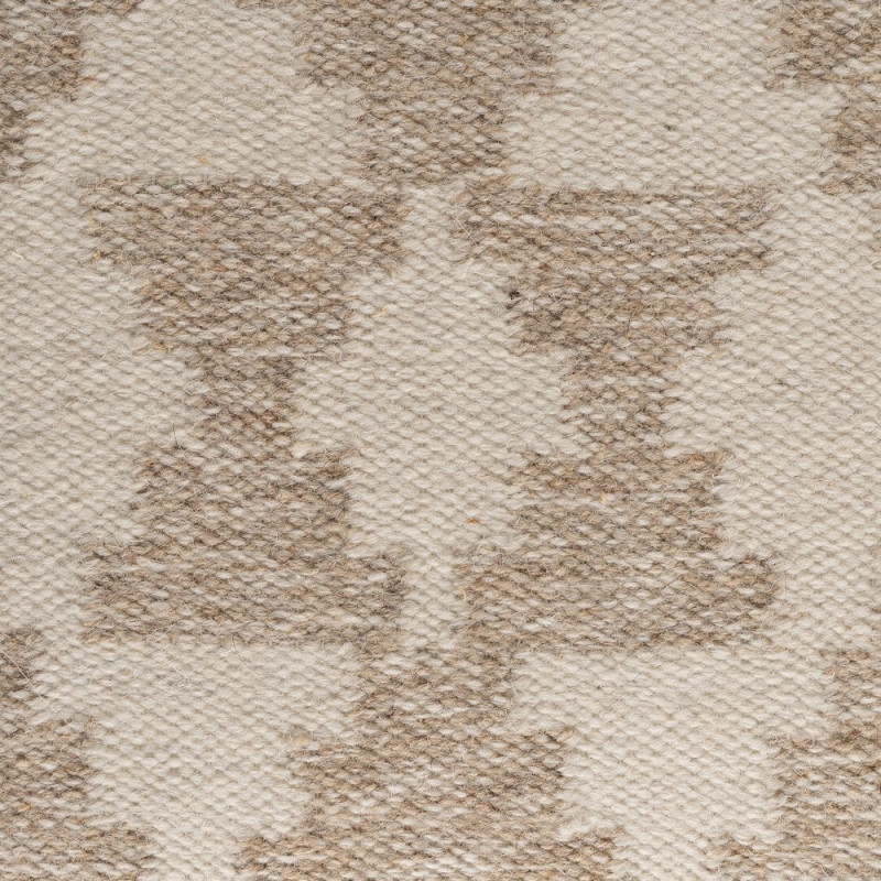 Grand Pouf ethnique chic Carré en Laine Coton Blanc Naturel Adra - 4