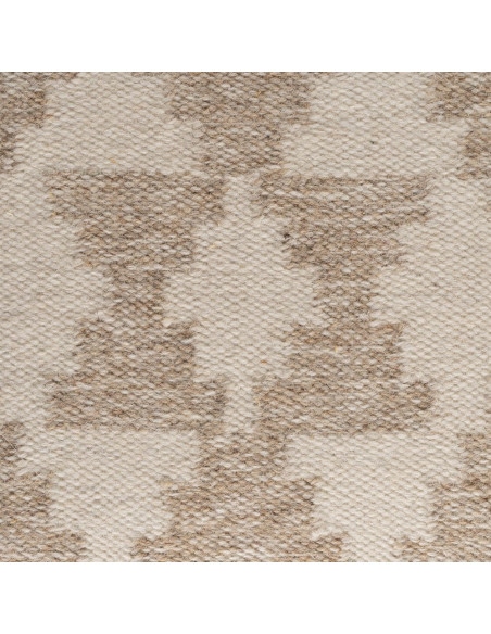 Grand Pouf ethnique chic Carré en Laine Coton Blanc Naturel Adra - 4