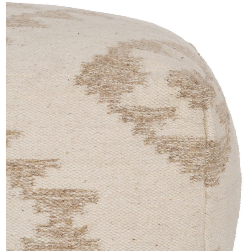 Grand Pouf ethnique chic Carré en Laine Coton Blanc Naturel Adra - 5