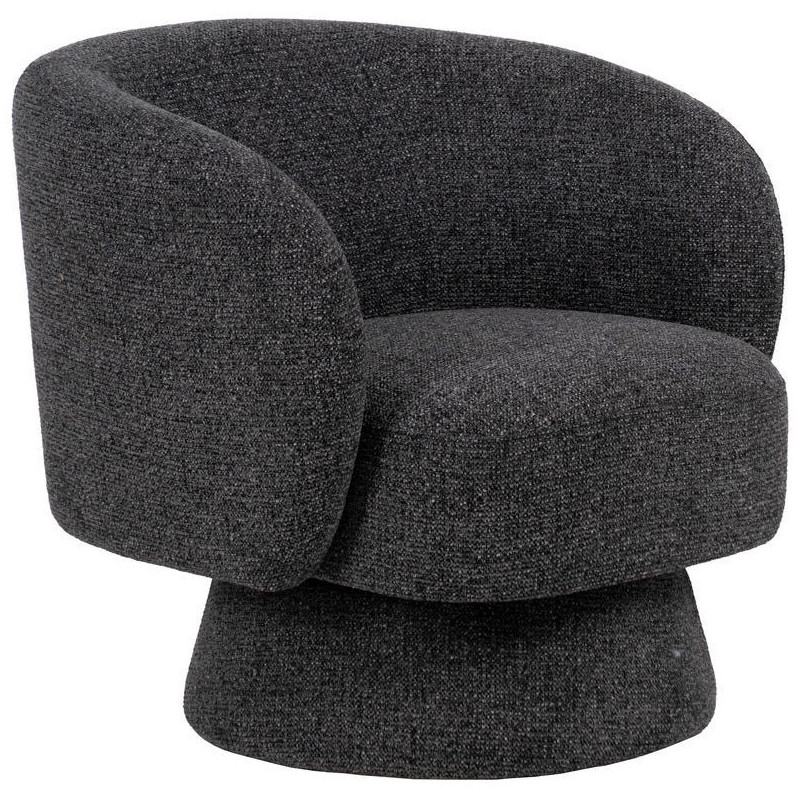 Grand Fauteuil de salon moderne rond Tissu Gris foncé Chiné Enrilo - 1