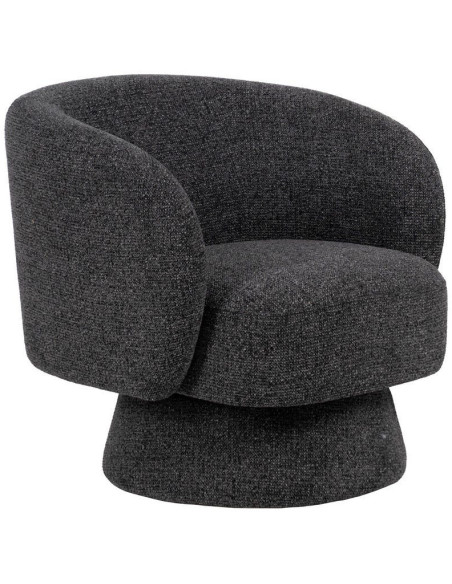 Grand Fauteuil de salon moderne rond Tissu Gris foncé Chiné Enrilo - 1