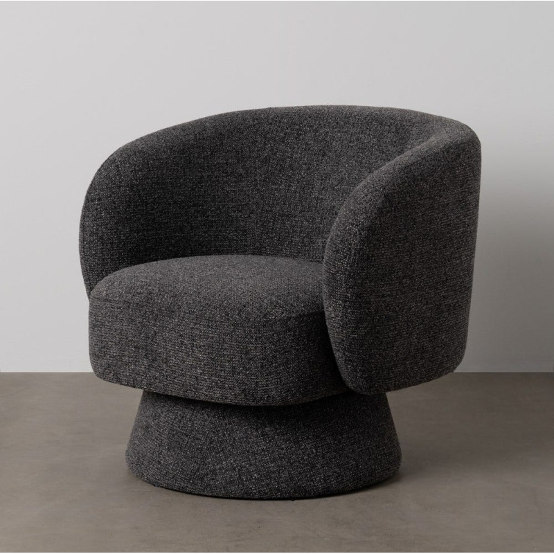 Grand Fauteuil de salon moderne rond Tissu Gris foncé Chiné Enrilo - 12