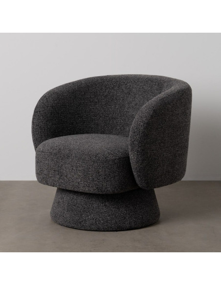 Grand Fauteuil de salon moderne rond Tissu Gris foncé Chiné Enrilo - 12