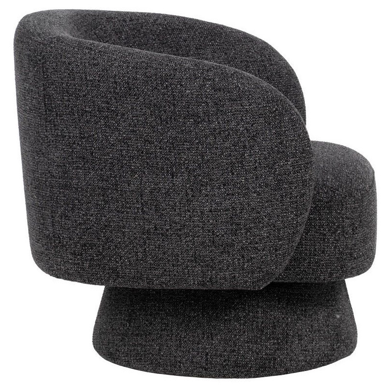 Grand Fauteuil de salon moderne rond Tissu Gris foncé Chiné Enrilo - 3