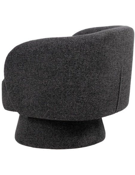 Grand Fauteuil de salon moderne rond Tissu Gris foncé Chiné Enrilo - 4
