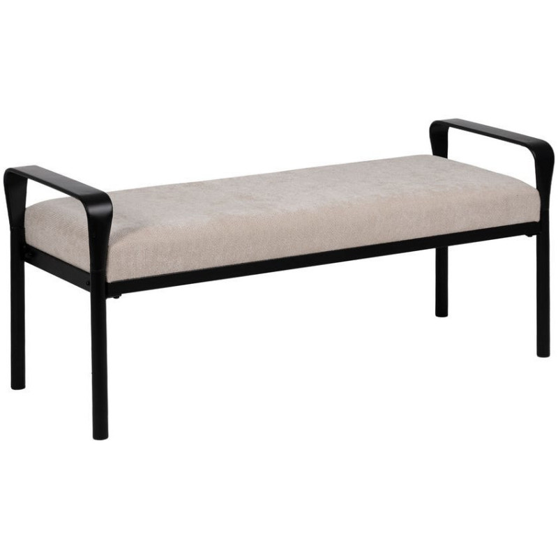 Banc d’entrée beige tissu métal noir 121 cm Avila Ixia - 1