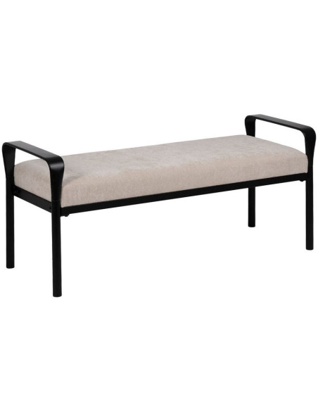 Banc d’entrée beige tissu métal noir 121 cm Avila Ixia - 1