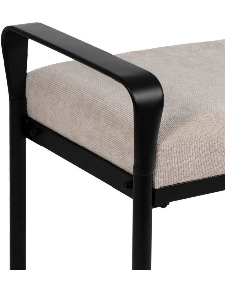 Banc d’entrée beige tissu métal noir 121 cm Avila Ixia - 3