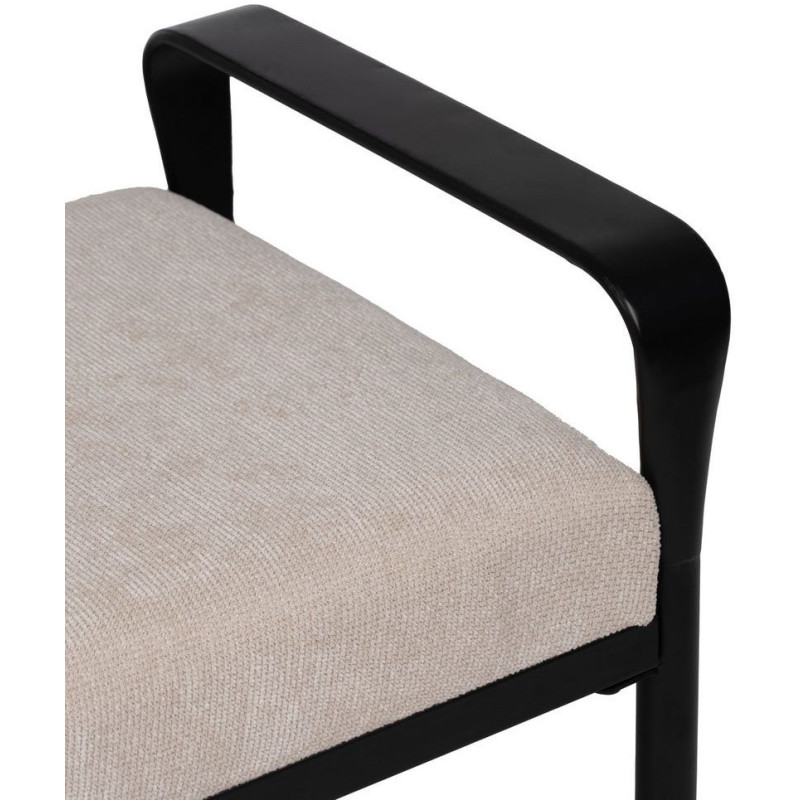 Banc d’entrée beige tissu métal noir 121 cm Avila Ixia - 4