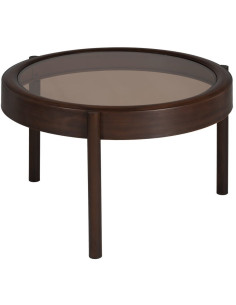 Table basse moderne Ronde en Métal Marron Verre Transparent Ares - 1