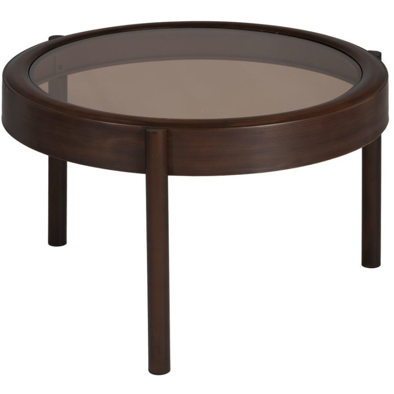 Table basse moderne Ronde en Métal Marron Verre Transparent Ares - 1