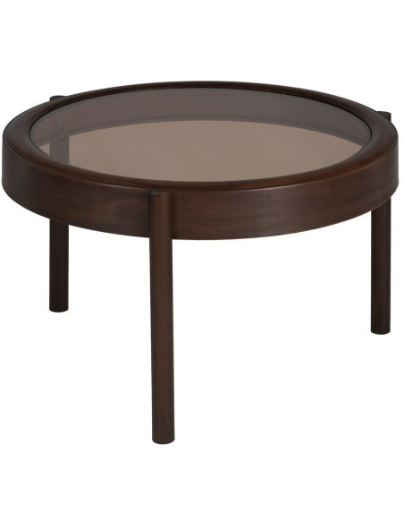 Table basse moderne Ronde en Métal Marron Verre Transparent Ares - 1