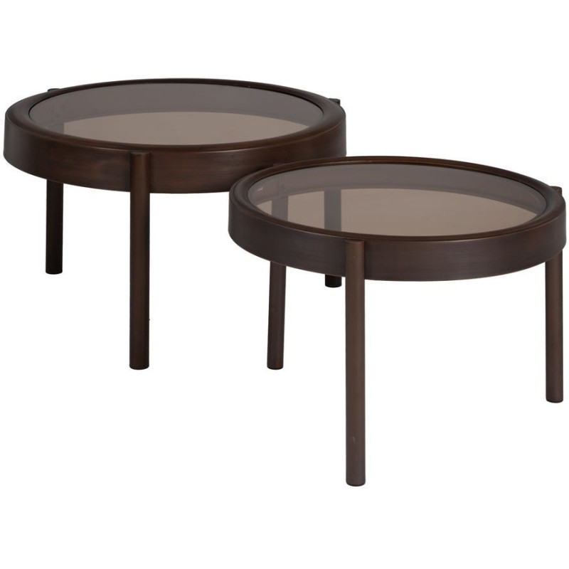 Table basse moderne Ronde en Métal Marron Verre Transparent Ares - 3
