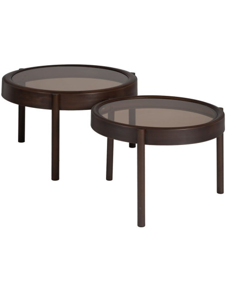 Table basse moderne Ronde en Métal Marron Verre Transparent Ares - 3