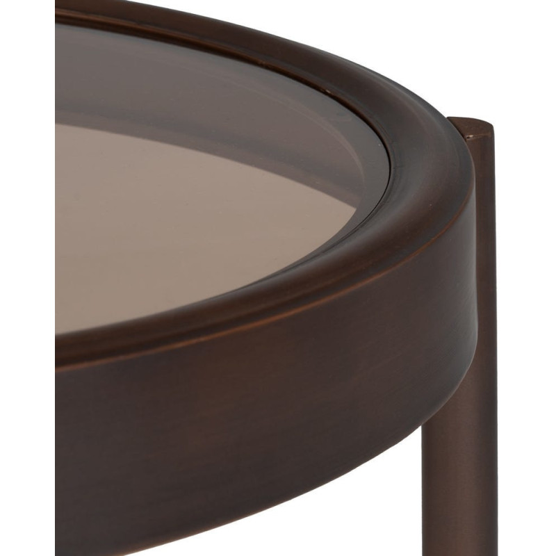 Table basse moderne Ronde en Métal Marron Verre Transparent Ares - 5