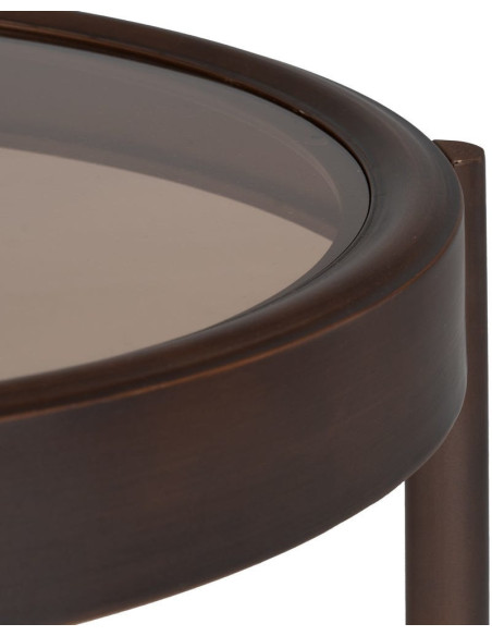 Table basse moderne Ronde en Métal Marron Verre Transparent Ares - 5