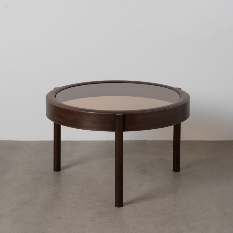 Table basse moderne Ronde en Métal Marron Verre Transparent Ares - 7