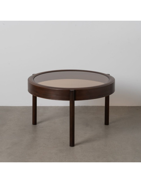 Table basse moderne Ronde en Métal Marron Verre Transparent Ares - 7