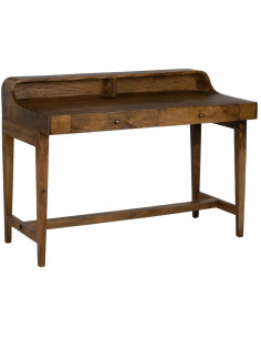 Bureau moderne chic 2 tiroirs 2 niches 1 étagère en Bois de manguier Naturel Botoa - 1