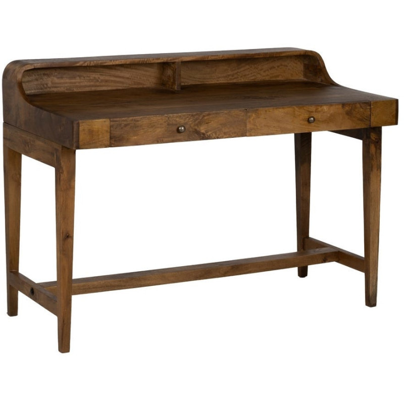 Bureau moderne chic 2 tiroirs 2 niches 1 étagère en Bois de manguier Naturel Botoa - 1
