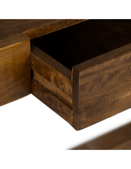 Bureau moderne chic 2 tiroirs 2 niches 1 étagère en Bois de manguier Naturel Botoa - 6