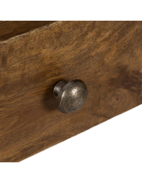 Bureau moderne chic 2 tiroirs 2 niches 1 étagère en Bois de manguier Naturel Botoa - 7