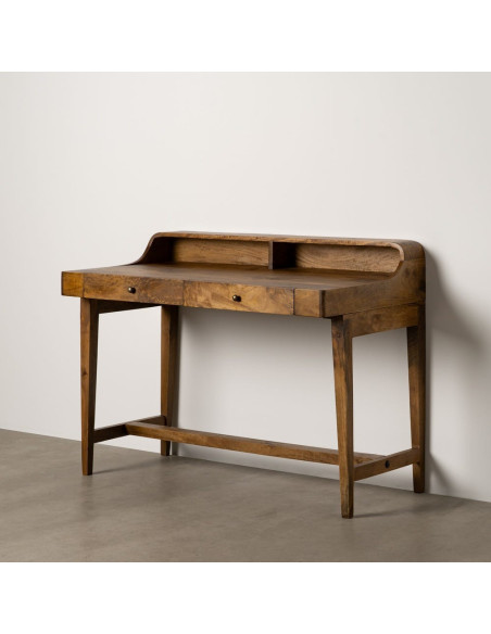 Bureau moderne chic 2 tiroirs 2 niches 1 étagère en Bois de manguier Naturel Botoa - 11