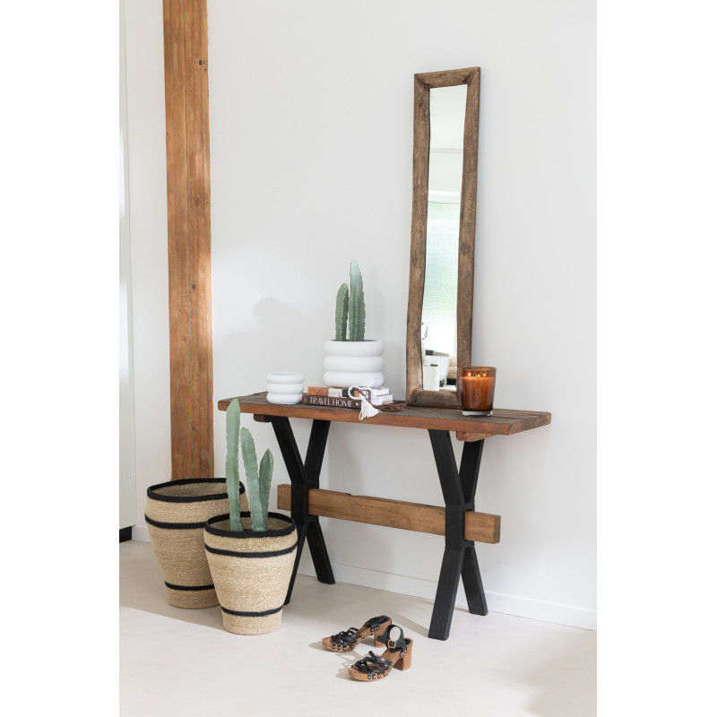 Miroir Mural Rectangulaire XL Hector en Bois recyclé Marron - 2