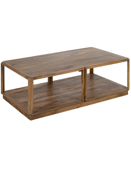 Grande Table basse moderne Rectangulaire 1 étagère en Bois de manguier Marron clair Valga - 1