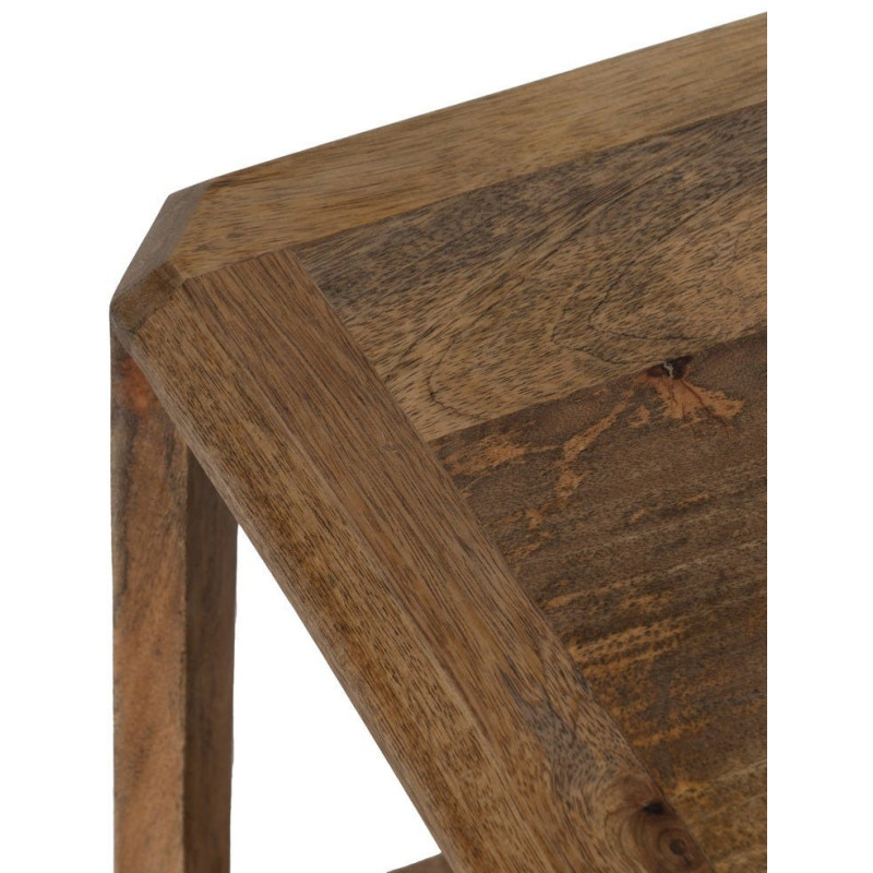 Grande Table basse moderne Rectangulaire 1 étagère en Bois de manguier Marron clair Valga - 3
