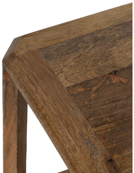 Grande Table basse moderne Rectangulaire 1 étagère en Bois de manguier Marron clair Valga - 3