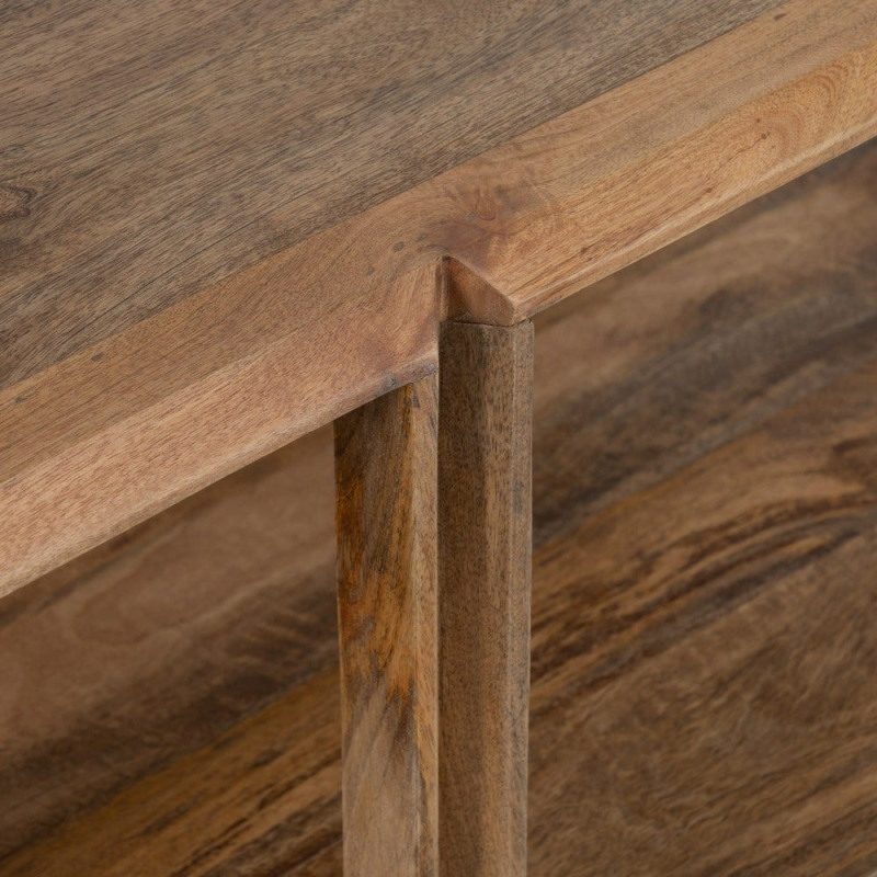 Grande Table basse moderne Rectangulaire 1 étagère en Bois de manguier Marron clair Valga - 6