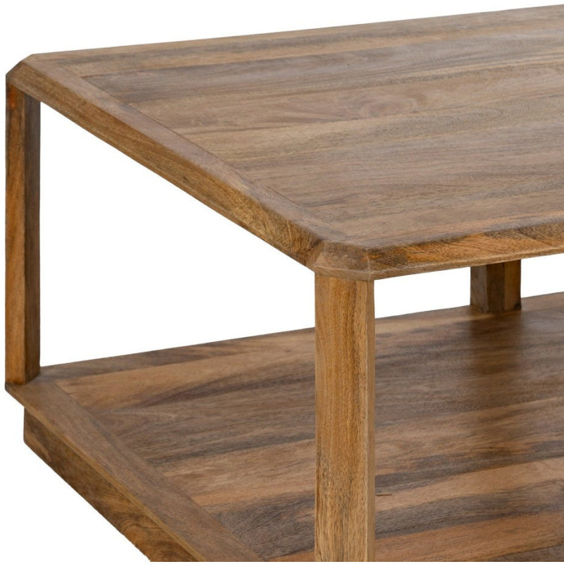 Grande Table basse moderne Rectangulaire 1 étagère en Bois de manguier Marron clair Valga - 7